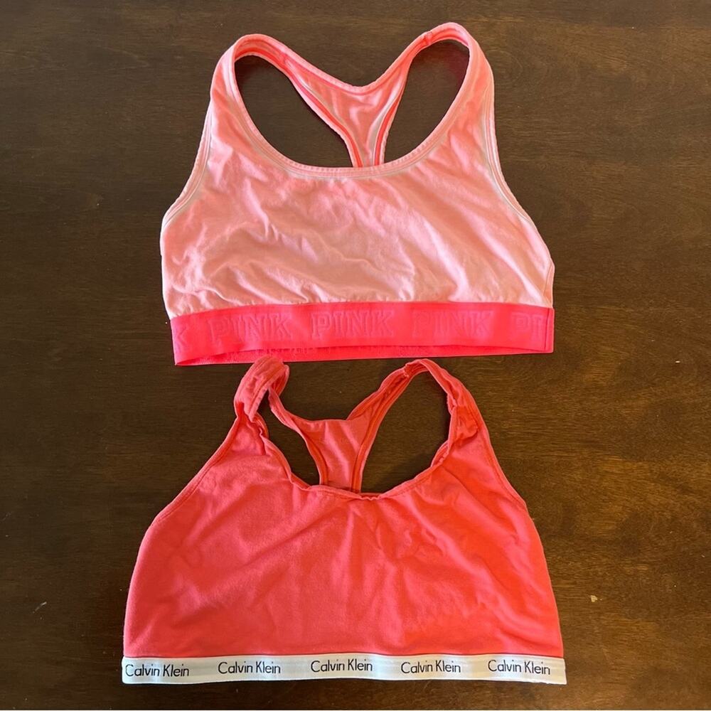 VS Pink X Calvin Klein Bralette Lot Spellout Bands Large